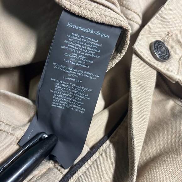Ermenegildo Zegna Beige‎ Cotton Flat Front Casual Pants Jeans w38x28 - Picture 11 of 13
